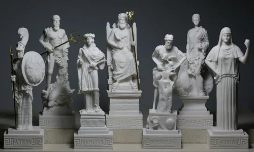 Vista 7 de Conjunto de 12 esculturas de estatua de alabastro de 12 dioses olímpicos griegos