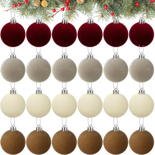 Vista 7 de Menkxi 15 piezas de bolas de Navidad de terciopelo 1.97 pulgadas, adornos colgantes de Navidad con vellón, bolas de terciopelo hechas a mano
