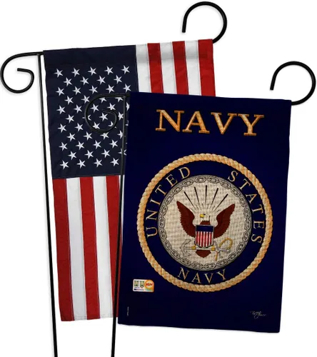 Vista 10 de Breeze Decor Bandera de jardín de 13 x 18.5 pulgadas, con licencia oficial de las Fuerzas Armadas de los Estados Unidos de la Marina de los Estados