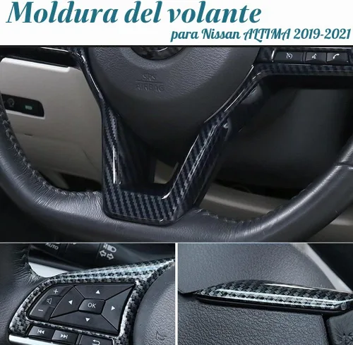 Vista 2 de BOYUER 3 piezas de ABS de fibra de carbono para el panel del volante, accesorios para el interior del automóvil, decoración del panel de moldura