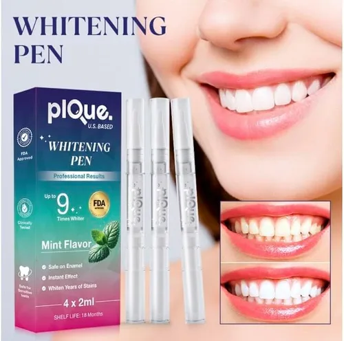 Vista 2 de PLQUE - Bolígrafo blanqueador de dientes, fórmula profesional de sabor a menta con 35% de peróxido de carbamida para dientes sensibles, fácil