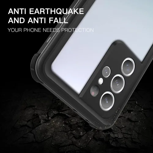 Vista 5 de LEMAXELERS Diseñada para Galaxy S21 Ultra, funda impermeable con protector de pantalla integrado [IP68 bajo el agua]