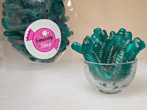 Vista 3 de Smarty Stop Sweet & Sour Multi Flavor, Gomitas de gusanos coloridos (1 libra (paquete de 1), frambuesa azul)