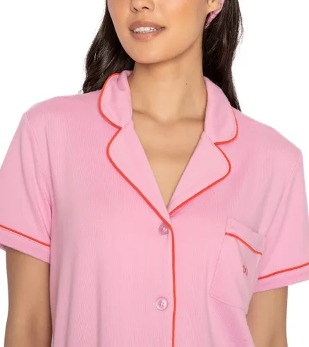 Vista 5 de PJ Salvage Women's The Summer I Turned Pretty Lounge Sleeve Button Down Shirt and Bottom Shorts Pajama Set