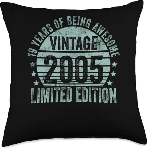 Vista 4 de Retro 19th Birthday Gifts Girls Boys Throw Pillow