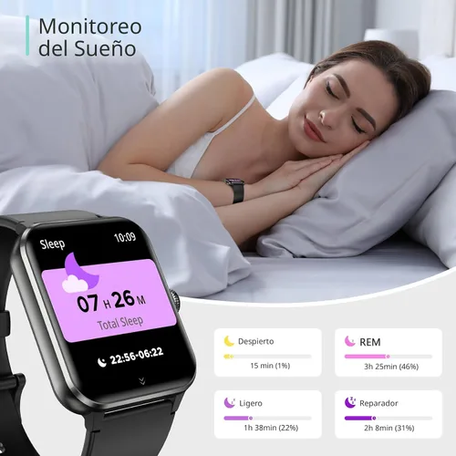 Vista 3 de Blackview 2026 Smart Watch (Answer/Make Calls), Fitness Watch for Men and Women with Heart Rate/SpO2/Sleep Monitor/2 Straps, 100+ Sports Modes, IP68