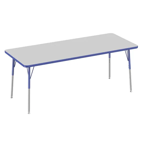 Vista 98 de FDP - Mesa rectangular para actividades escolares y de oficina (24 x 36 pulgadas), patas estándar con deslizadores giratorios, altura ajustable