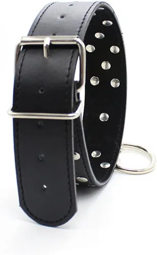 Vista 4 de Gargantilla con correa, gargantilla ajustable de piel sintética, collar punk, collar de cuello punk, remache con hebilla de acero inoxidable, Cuero