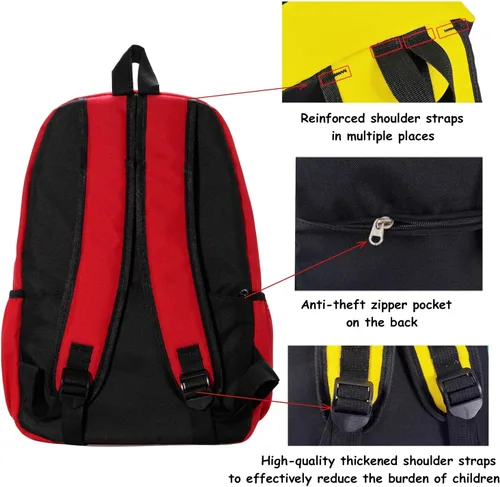 Vista 6 de Mochila para niños de 15 pulgadas, ligera, para escuela primaria, para jardín de infantes, mochila de viaje casual, Rojo