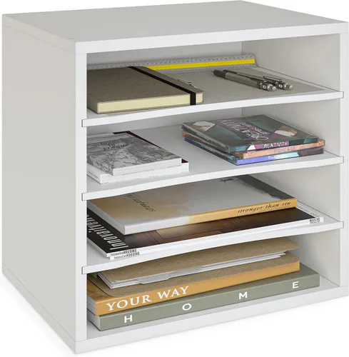 Vista 10 de Organizador de papel Ballucci, organizador de escritorio de madera apilable de 3 niveles, organizador de archivos de documentos y clasificador