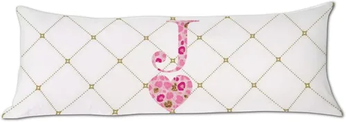 Vista 13 de Funda de almohada corporal con monograma del alfabeto y corazón, estampado de leopardo rosa, letra H, almohadas para dormir, funda de almohada larga