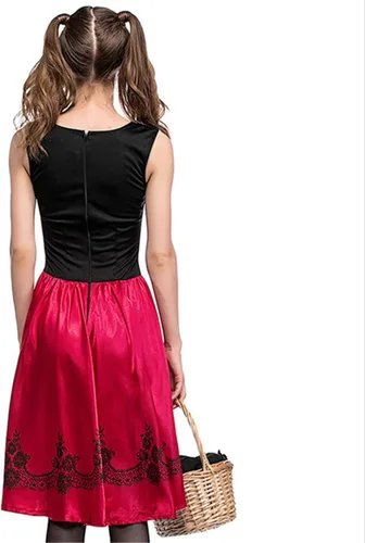 Vista 4 de Vestido de fiesta de disfraces de Halloween con capucha roja para mujer