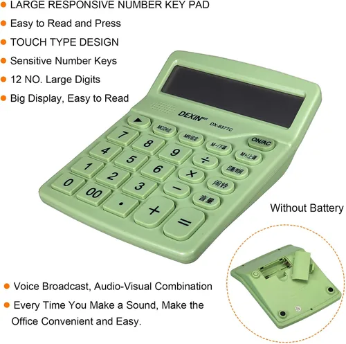 Vista 6 de PATIKIL Calculadora de escritorio, calculadora de pantalla LCD grande de 12 dígitos, calculadora de escritorio con pilas, calculadora básica