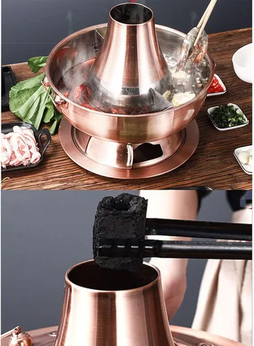 Vista 7 de Old Beijing - Olla caliente china de acero inoxidable, caldera de sopa tradicional con calefacción de carbón, utensilios de cocina al aire libre