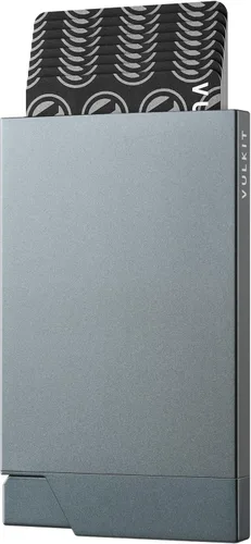 Vista 8 de VULKIT Tarjetero desplegable minimalista para tarjetas de crédito, bloqueo RFID, funda delgada de metal para hombres o mujeres (negro)