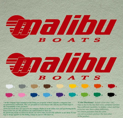 Vista 9 de Malibu Boat - Juego de 2 calcomanías de vinilo de repuesto compatibles con botes de restauración (12 pulgadas, negro 070)