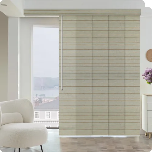 Vista 11 de Graywind - Paneles deslizantes manuales 100% opacos con control de varilla, persianas de privacidad para ventanas de patio, puertas corredizas