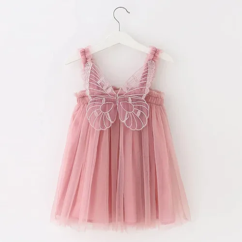 Vista 2 de Vestidos de verano con alas de mariposa, vestido de tul de hada, sin mangas, para fiesta de cumpleaños
