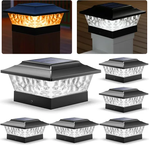 Vista 8 de SIEDiNLAR - Luces solares para poste para exteriores, 4 modos, paquete de 6 Blanco