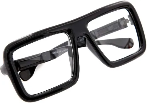 Vista 3 de grinderPUNCH Lentes de lente transparente con marco cuadrado grueso, súper de gran tamaño, moda y disfraz