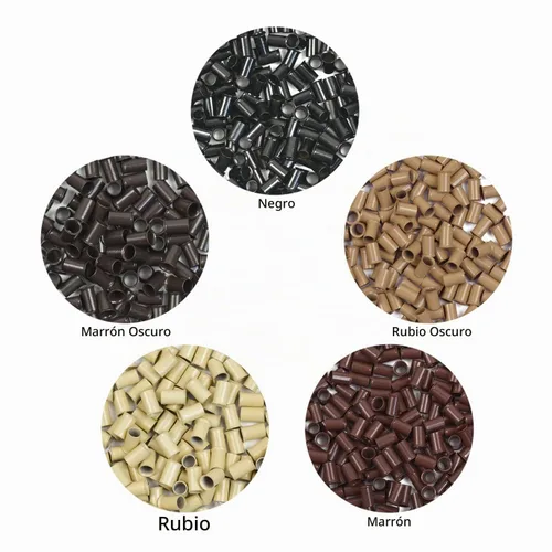 Vista 6 de 200 piezas de 0.134 in de microanillos de eslabones de cuentas de cobre sin silicona para extensiones de cabello (negro)
