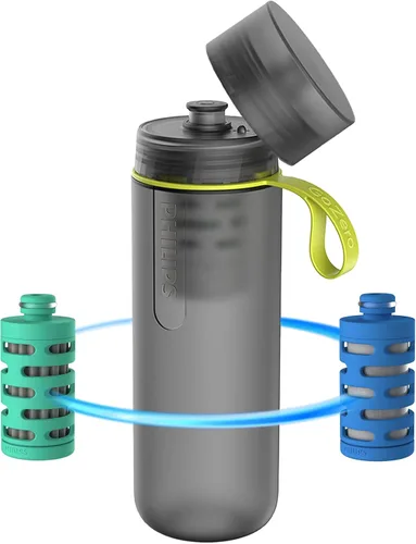 Vista 12 de PHILIPS Water GoZero - Botella de agua activa sin BPA con filtro de agua de río/lago/manantial para senderismo, campamento y fitness, filtro de agua