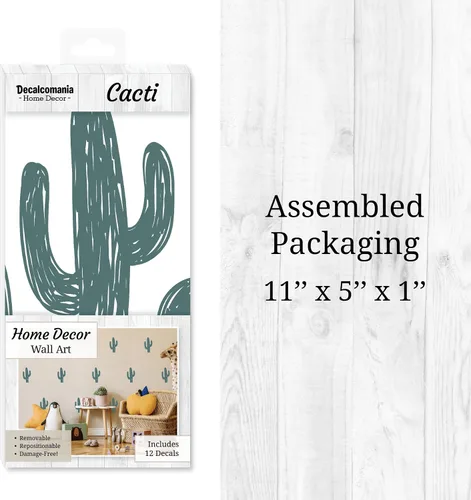 Vista 8 de Calcomanías de pared de cactus - Juego de 12 calcomanías de vinilo de 8 pulgadas para pared para guardería, dormitorio, cocina, aula, decoración