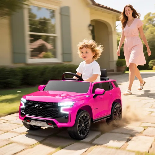 Vista 2 de Aosom - Automóvil de paseo con licencia Chevrolet Tahoe, juguete eléctrico con batería de 12 V y 7 AH, con control remoto para padres, luces LED