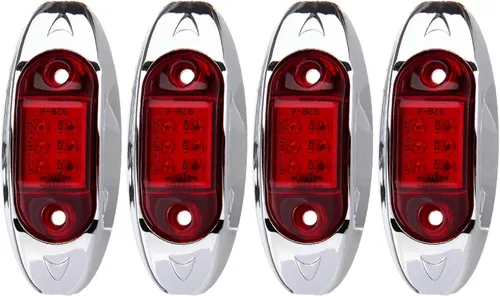 Vista 17 de 1x Luz de Marcador LED Oval Ámbar para Remolque con Bisel Cromado, Luces Laterales de Marcador de 6 LED, Luces de Indicación de Despeje Superior
