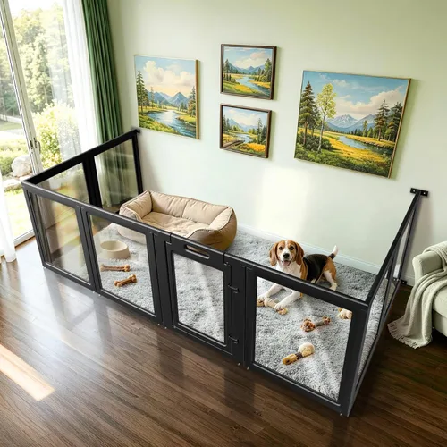 Vista 63 de FXW AuraSpace - Cerca acrílica para perros pequeños, para interiores, 24 pulgadas, 2 paneles, incluye 1 puerta y 1 panel, color negro