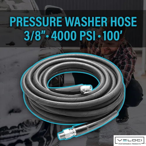 Vista 2 de MTM Hydro Kobrajet - Manguera de lavado de alta presión de 3/8 pulgadas, 4000 PSI 100 pies para lavado de autos y detalles, accesorios para lavadora