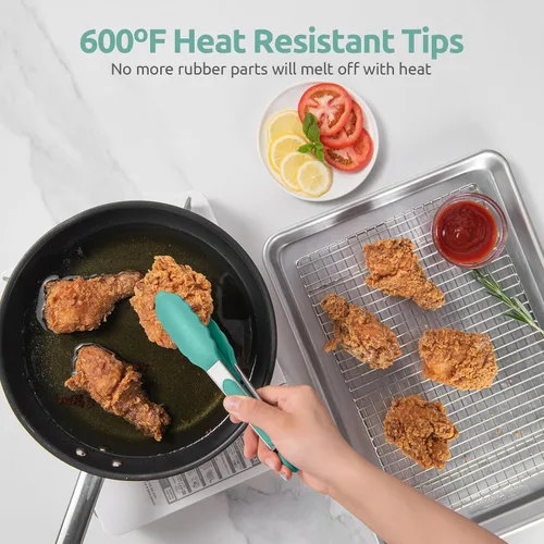Vista 3 de Pinza de cocina resistente al calor de 600ºF: pinza de cocina de silicona U-Taste de 7 pulgadas con puntas de goma antiadherentes selladas firmes