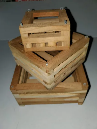 Vista 3 de Jim's Orchid Supplies Juego de 3 cestas cuadradas de madera de teca para orquídeas y plantas, 1 unidad de 4, 6 y 8 pulgadas con ganchos de 3 a 20