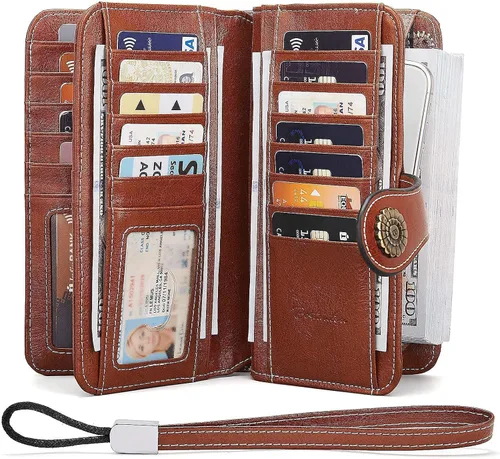 Vista 4 de BOSTANTEN Bolso de hombro de piel para mujer, bolso de hombro vintage para laptop, maletín y carteras para mujer, de cuero genuino con bloqueo RFID