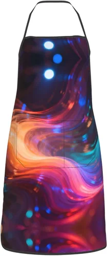 Vista 11 de Colorful Stars Delantal con bolsillos, delantales resistentes a las gotas de agua para mujeres y hombres, delantal ideal para uso doméstico