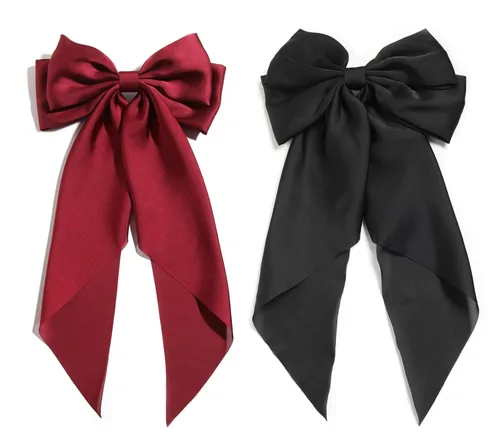 Vista 11 de SUSULU Pinzas para el cabello con lazo de cinta negra con cola larga, horquillas para fiestas y accesorios para mujeres y niñas, 2