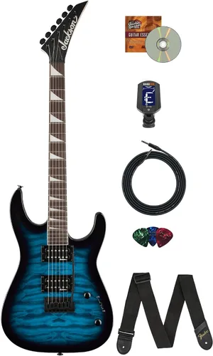 Vista 10 de Jackson JS Series Dinky JS20 DKQ 2PT Transparent Black Burst Paquete con cable, afinador, correa, púas y DVD de guitarra Austin Bazaar