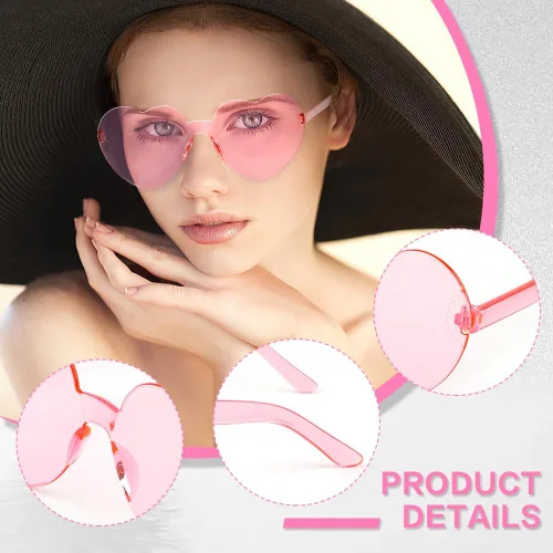 Vista 77 de Lentes de sol con forma de corazón, 2 pares de lentes de sol en forma de corazón, gafas de sol rave para mujeres, regalos de fiesta