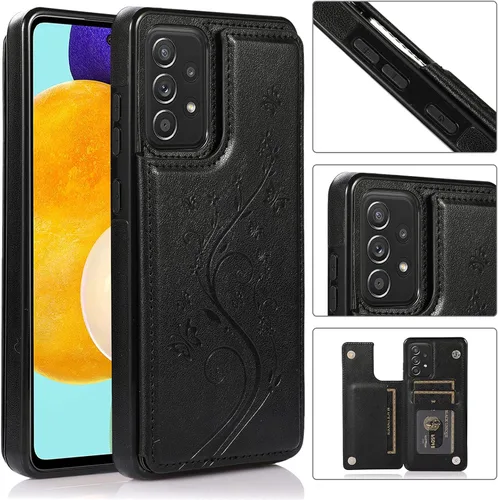 Vista 2 de Funda de teléfono para Samsung Galaxy A53 5G 2022 con protector de pantalla de vidrio templado, tarjetero/tarjetero/cartera, soporte para celda