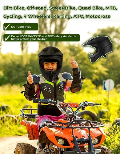 Vista 70 de SLMOTO - Casco DOT para niños y jóvenes, casco de motocross para todoterreno y calle, casco de motocicleta, casco de bicicleta de tierra, motocross