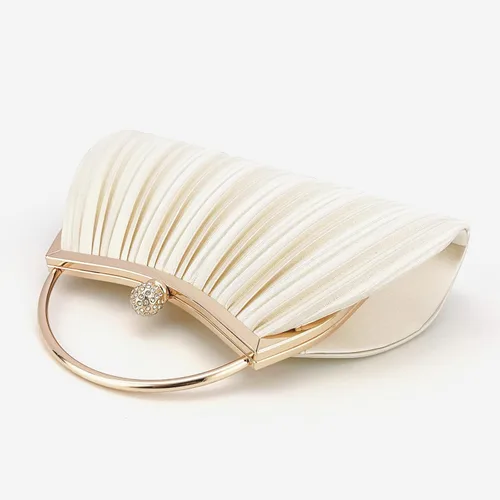 Vista 7 de Bolsos de mano para mujer, bolsos de noche con correa de cadena desmontable para cóctel, fiesta, boda con plisado