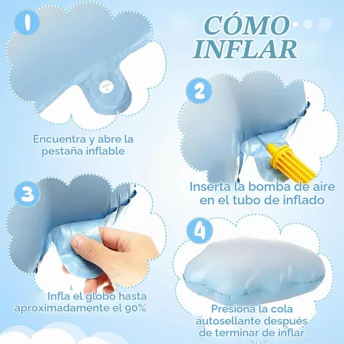 Vista 7 de Sumind 6 globos de aluminio de nube blanca de 28 pulgadas, con forma linda Inflable de aire o helio, tema de cielo azul, suministros de fiesta