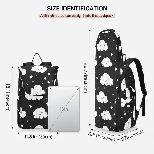 Vista 3 de Unisex Tennis Bag Waterproof Cartoon Happy White Cloud Black Sports Tennis Badminton Bag Case for Women Men raquetas Denis para principiantes
