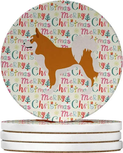 Vista 64 de AIDI Atlas Mountain Dog Merry Christmas - Posavasos grandes de piedra arenisca, paquete de 4