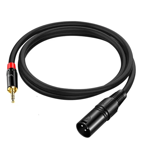 Vista 5 de Cable adaptador XLR a 0.138 in, doble XLR hembra a 0,3,5 in (1/8 pulgada) conector de cable divisor en Y para micrófono estéreo (3 pies) negro