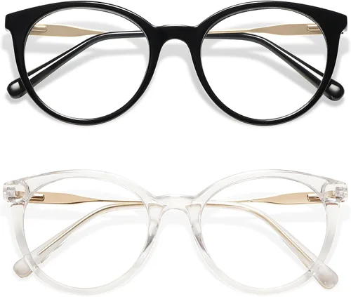 Vista 10 de AMOMOMA Lentes de lectura redondos retro para mujer, lindos y elegantes con bloqueo de luz azul, AM6055