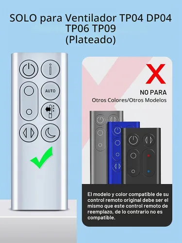 Vista 2 de PZL Mando a distancia de repuesto compatible con Dyson TP4A TP4B TP04 DP04 TP06 TP07 TP09 Pure Cool Purifying Tower Fan - Sin batería, material ABS