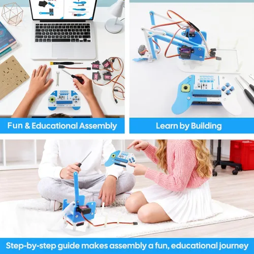 Vista 3 de Microbit Kit de brazo robótico inteligente, kit de construcción de brazo mecánico programable 4DF para fabricantes y entusiastas de STEM