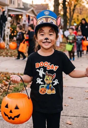 Vista 3 de Tstars Paw Patrol - Camisa de Halloween para niños pequeños, Chase Skye Boo-day / Negro