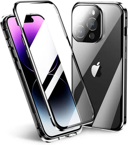 Vista 21 de Funda magnética con bloqueo de seguridad para iPhone 11 Pro de doble cara de vidrio de 360°, cubierta de cuerpo completo con protector de lente